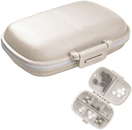 319qlP2FaAL._AC_.jpg 1Pack Travel Pill Organizer, 8 Compartments Portable Pill Case, Small Pill Box for Pocket Purse Portable Medicine Vitamin Container Beige