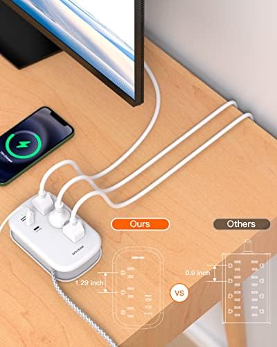 419ZkpYVMQL._AC_.jpg BESHON Flat Plug Power Strip, 3 Outlets with 3 USB Ports(2 USB C), Ultra Flat 3.2ft Wrapped Around Extension Cord for Cruise Ship, Travel, Dorm Room Essentials