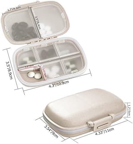 41NdJwY-LL._AC_.jpg 1Pack Travel Pill Organizer, 8 Compartments Portable Pill Case, Small Pill Box for Pocket Purse Portable Medicine Vitamin Container Beige