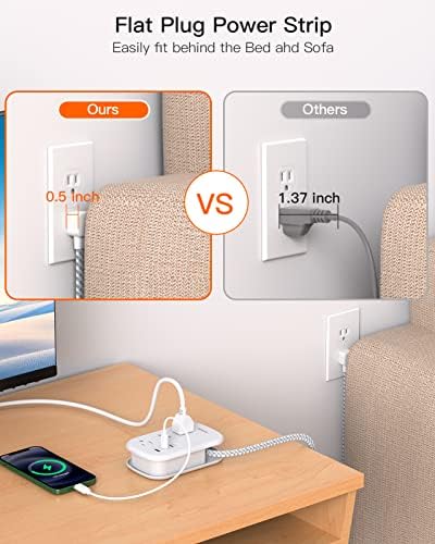 41d5UKSJEJL._AC_.jpg BESHON Flat Plug Power Strip, 3 Outlets with 3 USB Ports(2 USB C), Ultra Flat 3.2ft Wrapped Around Extension Cord for Cruise Ship, Travel, Dorm Room Essentials