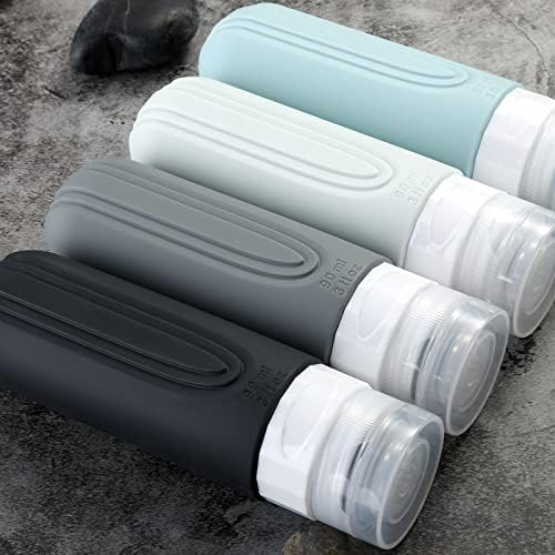 517xT06cz0L._AC_.jpg Mrsdry Travel Bottles for Toiletries, Tsa Approved 3oz Travel Size Containers BPA Free Leak Proof Refillable Liquid Silicone Squeezable Travel Accessories for Shampoo Conditioner Lotion (4 Pack)
