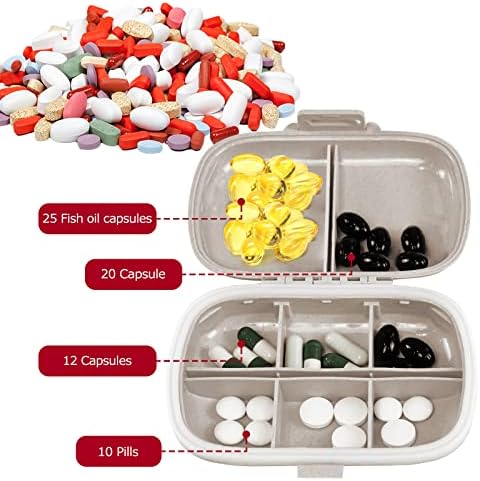 51PtvqvyvVL._AC_.jpg 1Pack Travel Pill Organizer, 8 Compartments Portable Pill Case, Small Pill Box for Pocket Purse Portable Medicine Vitamin Container Beige