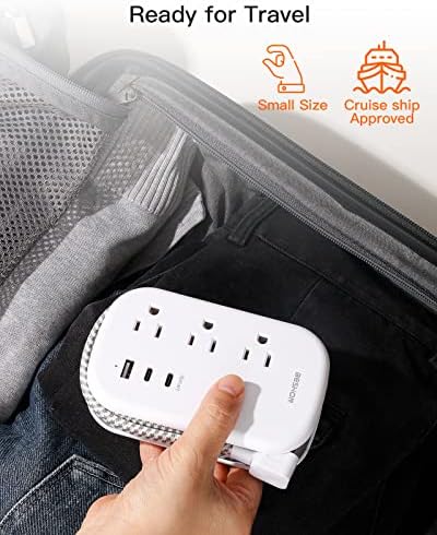 51gh-aMSrL._AC_.jpg BESHON Flat Plug Power Strip, 3 Outlets with 3 USB Ports(2 USB C), Ultra Flat 3.2ft Wrapped Around Extension Cord for Cruise Ship, Travel, Dorm Room Essentials