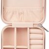 315wU6PzGAS._AC_.jpg LETURE PU Leather Small Jewelry Box, Travel Portable Jewelry Case for Ring, Pendant, Earring, Necklace, Bracelet Organizer Storage Holder Boxes (Pink)