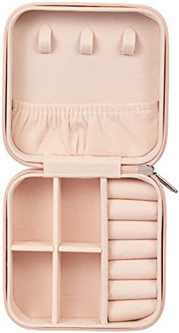 315wU6PzGAS._AC_.jpg LETURE PU Leather Small Jewelry Box, Travel Portable Jewelry Case for Ring, Pendant, Earring, Necklace, Bracelet Organizer Storage Holder Boxes (Pink)
