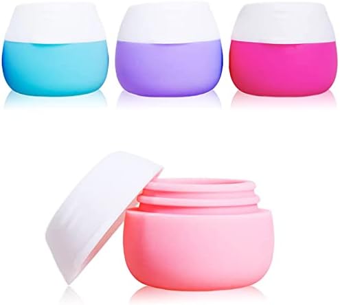 Travel Containers for Toiletries, Gemice Silicone Cream Jars, TSA Approved Travel Size Containers Leak-proof Travel Accessories with Lid for Cosmetic Makeup Face Body Hand Cream (4 Pieces)
