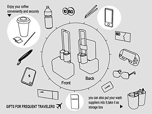 410BYRXNHwL._AC_.jpg riemot Luggage Travel Cup Holder Free Hand Drink Carrier - Hold Two Coffee Mugs - Fits Roll on Suitcase Handles - Gifts for Flight Attendants Travelers Accessories