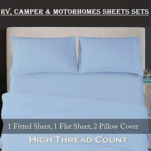 410LZoMStTL._AC_.jpg RV Sheets for RV Bunk 28x75 Size Bed, Soft Brushed Microfiber, 1800 Hotel Luxury Bed Sheets Set for Campers, RV's & Travel Trailers Easy Fit Mattress up to 8 Inch Deep Pockets(Light Blue RV Sheets)