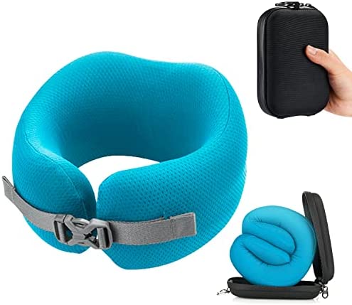 412YxSVxZOL._AC_.jpg Orthopedic Neck Travel Pillow by Skypillow, Securely Supports Neck to Prevent Neck Cramps and Pain. Patented Memory Foam Pillow, Removable Washable Cover, Includes Carrying Case (Small)