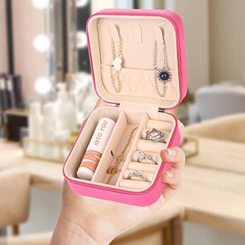 415weYASKuL._AC_.jpg KElofoN Travel jewelry Organizer Travel jewelry case Travel Jewelry box Small Jewelry Organizer Box for Girls Women(1, Rosy)