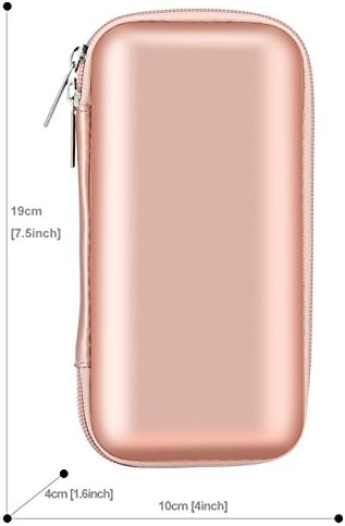 41Aymc-ZP6L._AC_.jpg iMangoo Shockproof Carrying Case Hard Protective EVA Case Impact Resistant Travel 12000mAh Bank Pouch Bag USB Cable Organizer Earbuds Pocket Accessory Smooth Coating Zipper Wallet Rose Gold