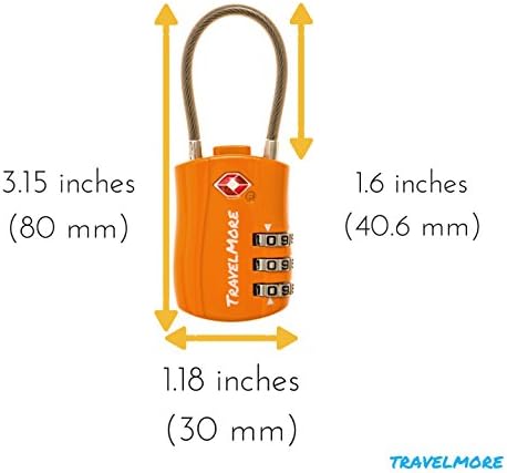 41Mz6ETdlBL._AC_.jpg 6 Pack TSA Approved Travel Combination Cable Luggage Locks for Suitcases & Backpacks - Orange