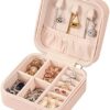 41S5F4jsOS._AC_.jpg LETURE PU Leather Small Jewelry Box, Travel Portable Jewelry Case for Ring, Pendant, Earring, Necklace, Bracelet Organizer Storage Holder Boxes (Pink)