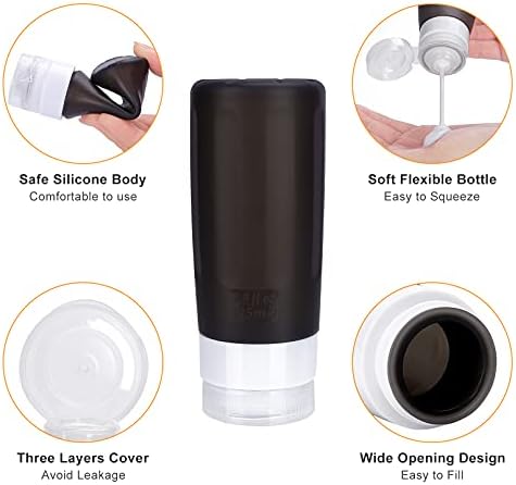 Morfone 16 Pack Silicone Travel Bottles Set for Toiletries TSA Approved Travel Containers Leakproof Squeezable Refillable Travel Accessories 2oz 3oz for Shampoo Conditioner Lotion Liquids (BPA Free)