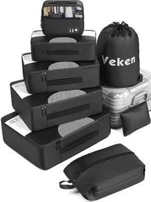 8 Set of Various Colored Packing Cubes for Suitcases in 4 Sizes(Extra Large, Large, Medium, Small), Veken Suitcase Organizer Bags Set for Travel Essentials Travel Accessories, Travel Bags Organizer for Carry on Luggage