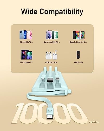 41a4g082UBL._AC_.jpg VEEKTOMX Portable Phone Charge with Built in Cables, 10000mAh Ultra Slim Power Bank with 5 Outputs and LED Display, Battery Pack Compatible with iPhone/iPad/Samsung and Other Android Smart Devices