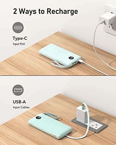 41evP5FgNIL._AC_.jpg VEEKTOMX Portable Phone Charge with Built in Cables, 10000mAh Ultra Slim Power Bank with 5 Outputs and LED Display, Battery Pack Compatible with iPhone/iPad/Samsung and Other Android Smart Devices