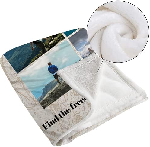 41jeOEG9FaS._AC_.jpg Dailyextreme Custom Blanket with Travel Picture, Customized Blanket for Your Holiday Travel Memory, Personalized Blankets for Family Travel Group Photo (5 Photo Travel, 48"X32"(120 * 80cm))