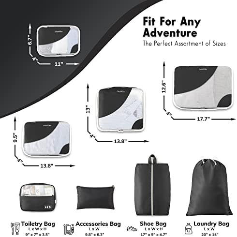41m8djoVXFL._AC_.jpg OlarHike 8 Set Packing Cubes for Travel, Luggage Organizer Bags for Travel Accessories Travel Essentials, Travel Cubes for Carry on Suitcases