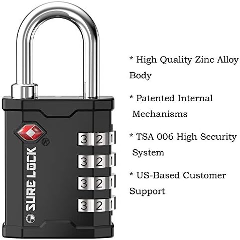 41nI233Av5L._AC_.jpg SURE LOCK TSA Accepted Heavy Duty Big Combination Luggage Padlock for Gun Cases, Transporting Equipment Cases in Trade Show, Music and Medical Industries (2, Black)