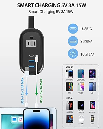 41pZQ3SSREL._AC_.jpg BEVA 4FT Travel Power Strip with USB C Ports, Non Surge Protector Small Power Strip with Flat Plug Travel Extension Cord, 2 Outlets 3 USB Ports(1 USB C), Travel Cruise Essentials