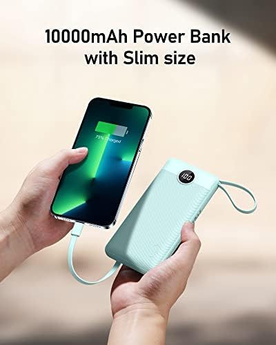 41qJ5FMCjCL._AC_.jpg VEEKTOMX Portable Phone Charge with Built in Cables, 10000mAh Ultra Slim Power Bank with 5 Outputs and LED Display, Battery Pack Compatible with iPhone/iPad/Samsung and Other Android Smart Devices