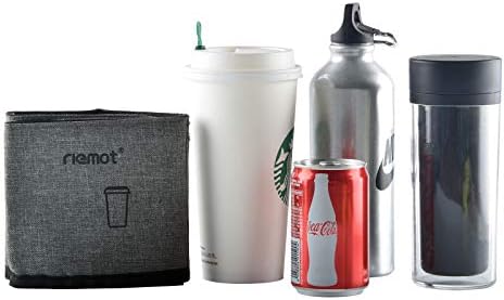 41rS5e5pK-L._AC_.jpg riemot Luggage Travel Cup Holder Free Hand Drink Carrier - Hold Two Coffee Mugs - Fits Roll on Suitcase Handles - Gifts for Flight Attendants Travelers Accessories