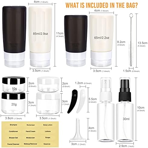 Morfone 16 Pack Silicone Travel Bottles Set for Toiletries TSA Approved Travel Containers Leakproof Squeezable Refillable Travel Accessories 2oz 3oz for Shampoo Conditioner Lotion Liquids (BPA Free)