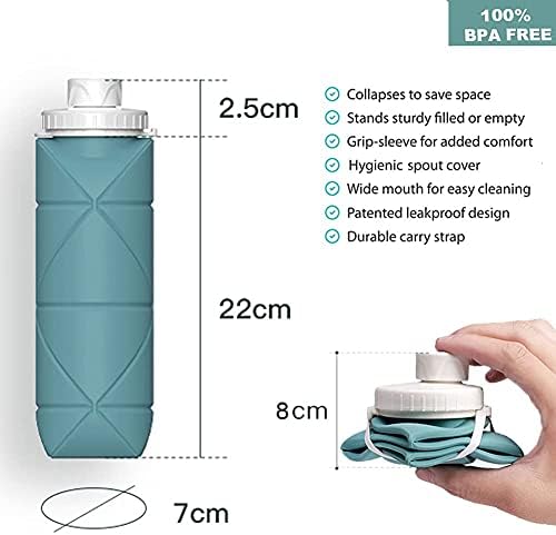 41wIG8Jkn4L._AC_.jpg SPECIAL MADE Collapsible Water Bottles Cups Leakproof Valve Reusable BPA Free Silicone Foldable Travel Water Bottle Cup for Gym Camping Hiking Travel Sports Lightweight Durable