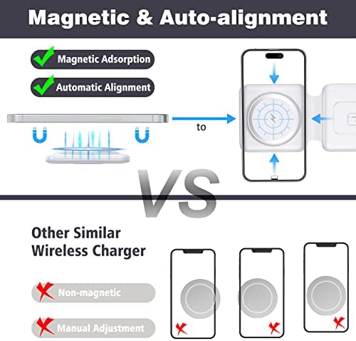 41x18t2Ae8L._AC_.jpg Charging Station for Apple Multiple Devices - 3 in 1 Foldable Magnetic Wireless Charger Dock - Travel Charging Pad for iPhone 14 13 12 Pro Max Plus Watch & Airpods