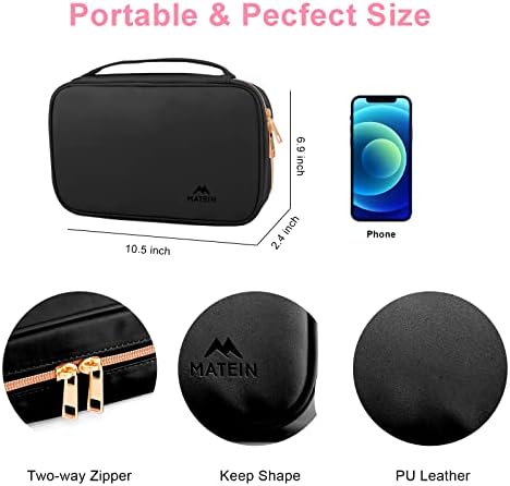 41yJOuAb0wL._AC_.jpg MATEIN Jewelry Travel Organizer, Tangle Free Necklace Storage Bag for Women Hanging Travel Case with Handle for Jewelry Accessories Faux Leather Clutch Bag for Earrings, Rings, Bracelets, Black