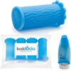 41yleVmfDIL._AC_.jpg LeakLocks® Toiletry Skins™ 4 Pack Elastic Sleeve for Leak Proofing Travel Container in Luggage. For Standard and Travel Sized Toiletries. Reusable Accessory for Travel Bag Suitcase and Carry-on