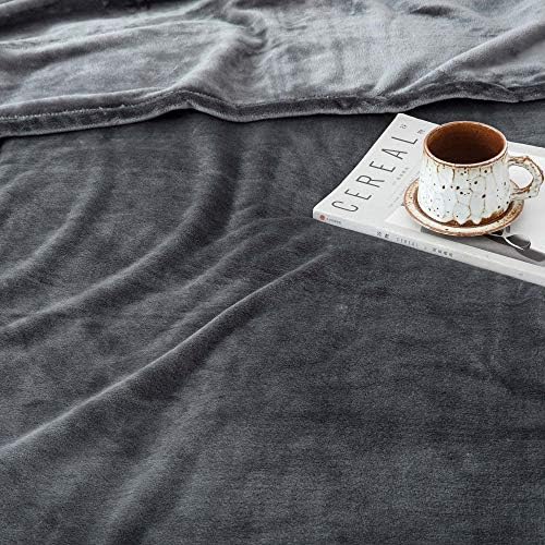511SolfoZPL._AC_.jpg MOONLIGHT20015 Fleece Blanket Twin Size - Super Soft Cool Fuzzy Dark Grey Throw Blanket for Couch and Sofa - Lightweight Luxury 400 GSM Microfiber Fluffy Bed Blankets and Throws, 60 x 80 Inches (Twin)