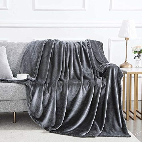 513YPBbEYtL._AC_.jpg MOONLIGHT20015 Fleece Blanket Twin Size - Super Soft Cool Fuzzy Dark Grey Throw Blanket for Couch and Sofa - Lightweight Luxury 400 GSM Microfiber Fluffy Bed Blankets and Throws, 60 x 80 Inches (Twin)