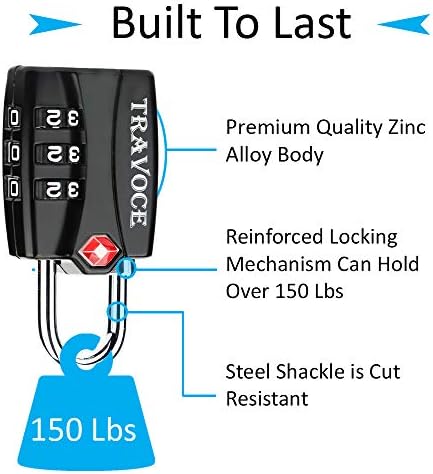 TSA Approved Luggage Locks, Travel Locks Which Also Work Great as Gym Locks, Suitcase, Backpack and more, 1,2,4 & 6 Pack