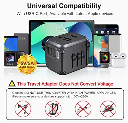 514Myusxw4L._AC_.jpg Universal International Travel Plug Adapter with USB-C, Ouliyo US to European UK AUS Asia Worldwide Travel Adapter AC Outlets Plug Converters,3 USB 1 Type C Smart Travel Power Adaptor Charger