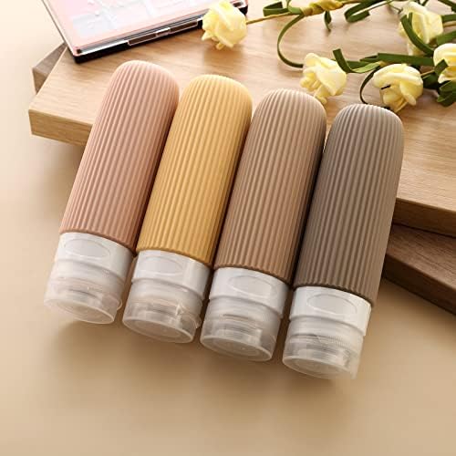 517GLS50e7L._AC_.jpg Mrsdry Travel Bottles for Toiletries, Tsa Approved 3oz Portable Travel Bottles, BPA Free Leak Proof Squeezable Silicone Travel Size Containers, Travel Accessories with Clear Toiletry Bag (4 Pack)