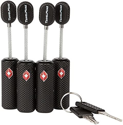 4 Pack TSA Approved Luggage Locks with Keys for Travel - Flexible Ultra Secure Mini Key Padlock & Metal Zinc Alloy Material – Black, 4 Pack - Black, One Size