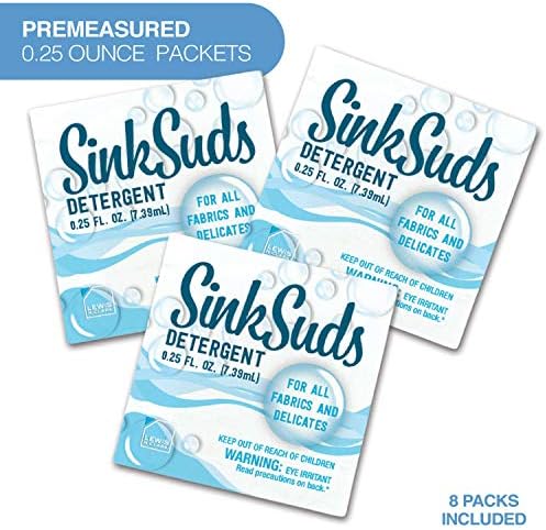 51BHLAaqHHL._AC_.jpg SinkSuds Laundry Detergent | Travel Size Liquid Soap | TSA Compliant | Safe For All Fabrics | 8 Packets