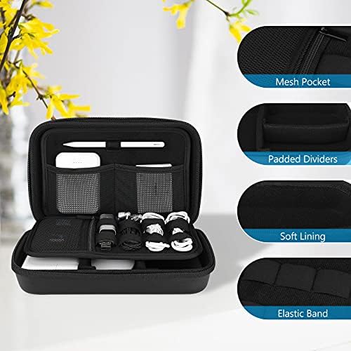 51C42FzahgL._AC_.jpg ProCase Hard Travel Electronic Organizer Case for MacBook Power Adapter Chargers Cables Power Bank Apple Magic Mouse Apple Pencil USB Flash Disk SD Card Small Portable Accessories Bag -Black