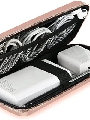 51DzhBavztL._AC_.jpg iMangoo Shockproof Carrying Case Hard Protective EVA Case Impact Resistant Travel 12000mAh Bank Pouch Bag USB Cable Organizer Earbuds Pocket Accessory Smooth Coating Zipper Wallet Rose Gold