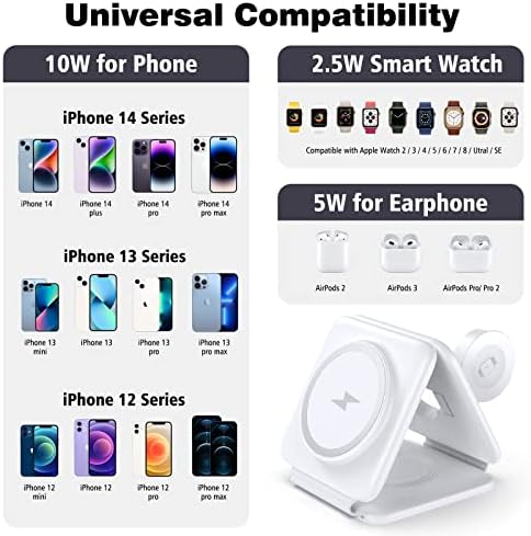 51GXJatnOPL._AC_.jpg Charging Station for Apple Multiple Devices - 3 in 1 Foldable Magnetic Wireless Charger Dock - Travel Charging Pad for iPhone 14 13 12 Pro Max Plus Watch & Airpods