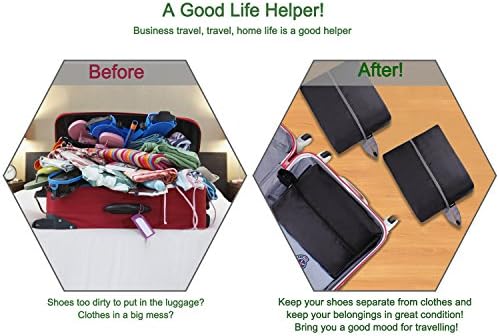 51Gpq056dCL._AC_.jpg YAMIU Travel Shoe Bags Set of 4 Waterproof Nylon with Zipper for Men & Women, Black
