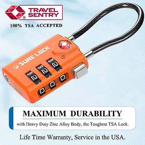 51Hlv6XaHkL._AC_.jpg SURE LOCK TSA Compatible Travel Luggage Locks, Inspection Indicator, Easy Read Dials TSA Approved with Zinc Alloy
