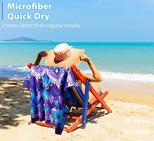 51L6wXX5QL._AC_.jpg 2 Pack Microfiber Oversized Lightweight Beach Towel 71"x32" XL Extra Large Thin Sand Free Towels Travel Swim Pool Yoga Gym Camping for Adults Women Men Beach Essentials Accessories Vacation Gift