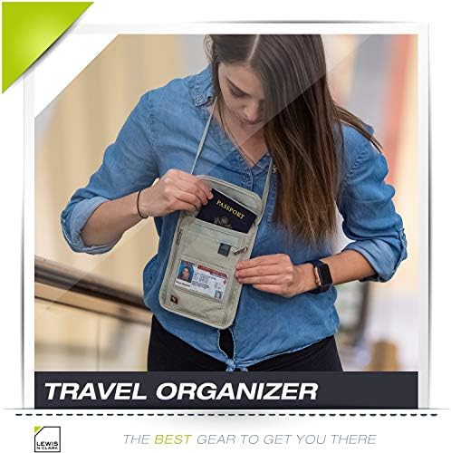 51MaMd1Ex4L._AC_.jpg Lewis N. Clark RFID Blocking Stash Neck Wallet, Travel Pouch + Passport Holder for Women & Men, Taupe, One Size