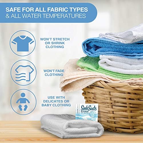 51NKDaDgo0L._AC_.jpg SinkSuds Laundry Detergent | Travel Size Liquid Soap | TSA Compliant | Safe For All Fabrics | 8 Packets