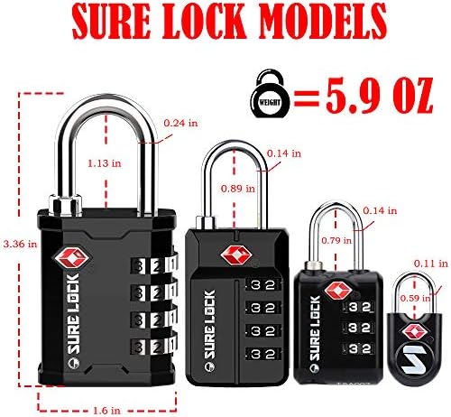 51OThtVX55L._AC_.jpg SURE LOCK TSA Accepted Heavy Duty Big Combination Luggage Padlock for Gun Cases, Transporting Equipment Cases in Trade Show, Music and Medical Industries (2, Black)