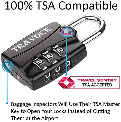 TSA Approved Luggage Locks, Travel Locks Which Also Work Great as Gym Locks, Suitcase, Backpack and more, 1,2,4 & 6 Pack