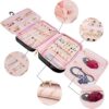 51Y9MxRa2ML._AC_.jpg MATEIN Jewelry Travel Organizer, Tangle Free Necklace Storage Bag for Women Hanging Travel Case with Handle for Jewelry Accessories Faux Leather Clutch Bag for Earrings, Rings, Bracelets, Black